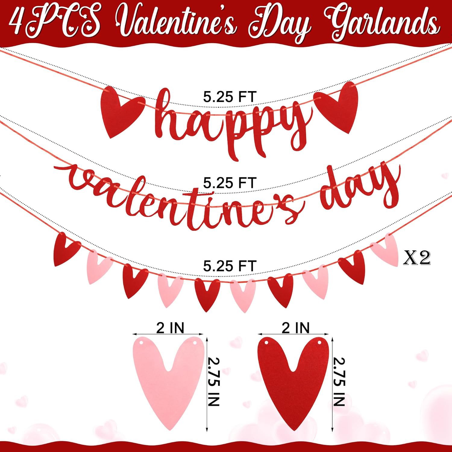 Cross-border Happy Valentine's Day banner, proposal party decoration, anniversary, wedding, heart-shaped pull flower wreath, adjustable - Image 6
