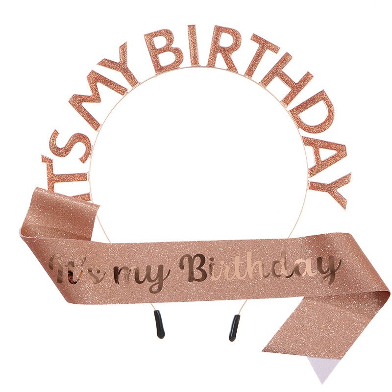 European and American Fashion "IT'S MY BIRTHDAY" Crown Sash Set, Sash, Shimmering Belt, Party Headwear Decoration - Image 8