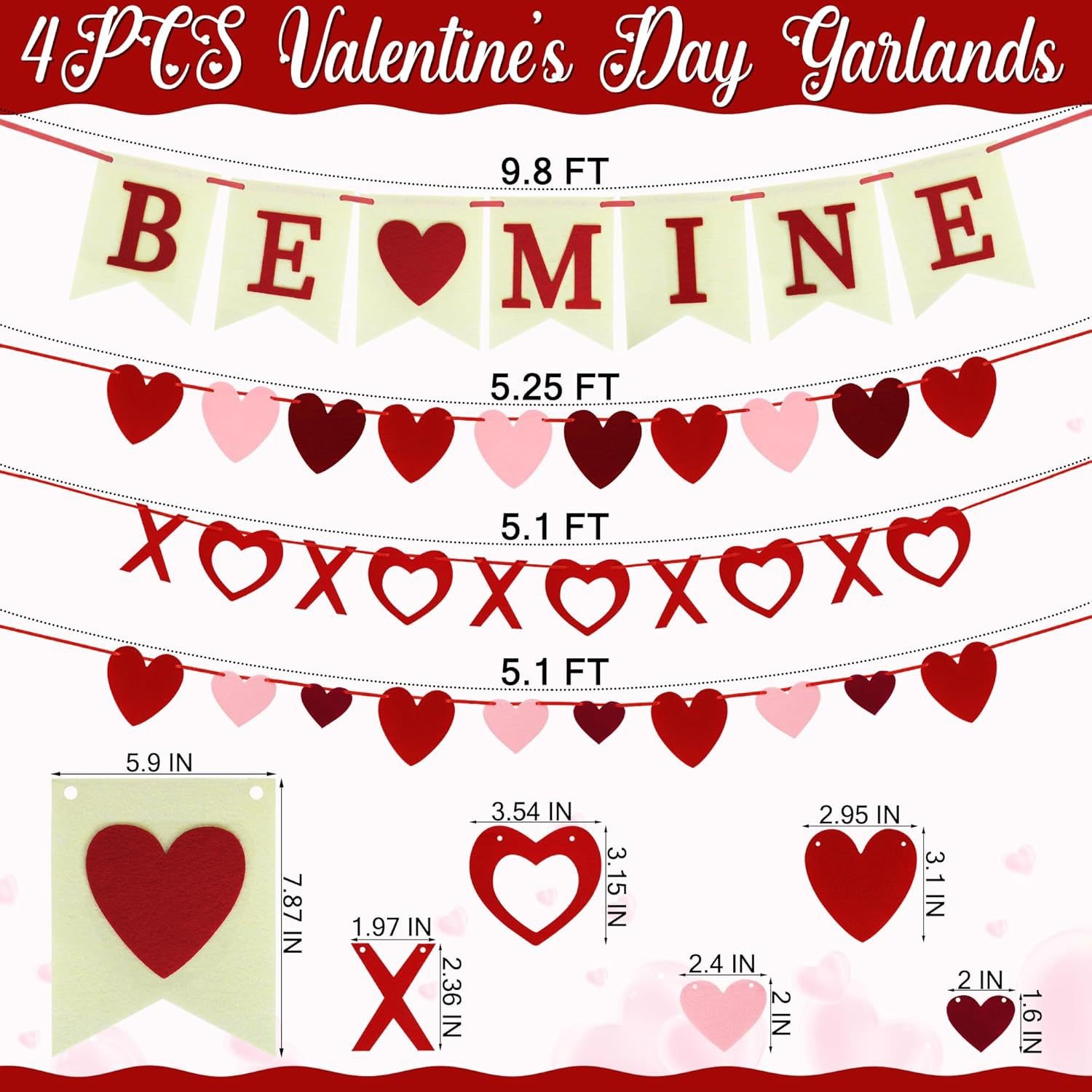 Cross-border Happy Valentine's Day banner, proposal party decoration, anniversary, wedding, heart-shaped pull flower wreath, adjustable - Image 7