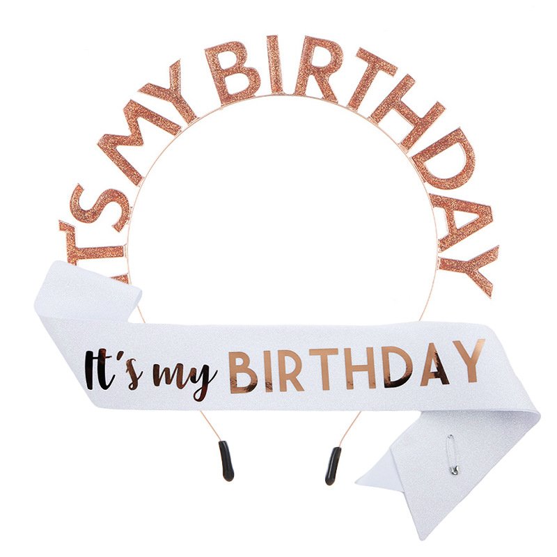 European and American Fashion "IT'S MY BIRTHDAY" Crown Sash Set, Sash, Shimmering Belt, Party Headwear Decoration - Image 9