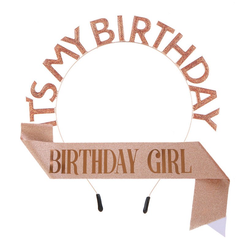 European and American Fashion "IT'S MY BIRTHDAY" Crown Sash Set, Sash, Shimmering Belt, Party Headwear Decoration - Image 10