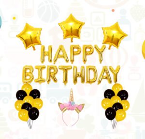 Cross-border best-selling unicorn headband balloon party supplies, children's birthday theme decoration, aluminum film background wall