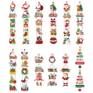 Christmas - Themed Paper Door Hangers Multiple Styles, Cartoon Santa Claus Decor for Party Scene Setup