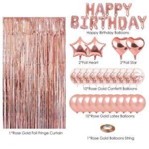 Cross-border hot-selling rose gold balloon decoration set, birthday party supplies, happy birthday party decorations