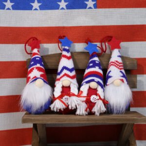 Independence Day Decoration Doll Pendant, Faceless Doll, Star and Stripe Knitted Hat Decoration Small Pendant