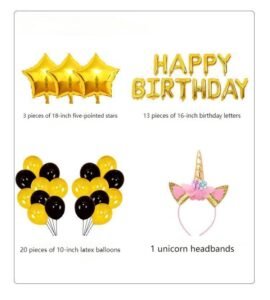 Cross-border best-selling unicorn headband balloon party supplies, children's birthday theme decoration, aluminum film background wall