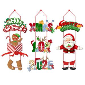 Christmas - Themed Paper Door Hangers Multiple Styles, Cartoon Santa Claus Decor for Party Scene Setup