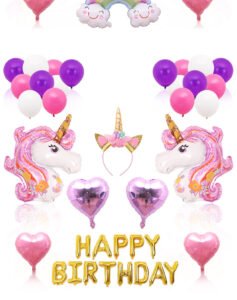 Cross-border best-selling unicorn headband balloon party supplies, children's birthday theme decoration, aluminum film background wall