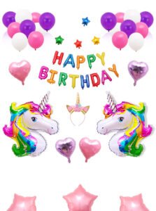 Cross-border best-selling unicorn headband balloon party supplies, children's birthday theme decoration, aluminum film background wall