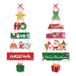Christmas - Themed Paper Door Hangers Multiple Styles, Cartoon Santa Claus Decor for Party Scene Setup