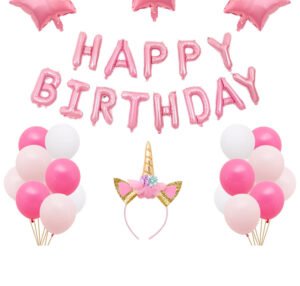 Cross-border best-selling unicorn headband balloon party supplies, children's birthday theme decoration, aluminum film background wall