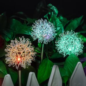 Solar-powered dandelion ground-inserted lights, LED wire ball garden lawn lights, outdoor courtyard reed lights, exclusively for cross-border supply.