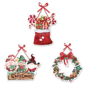 Christmas - Themed Paper Door Hangers Multiple Styles, Cartoon Santa Claus Decor for Party Scene Setup