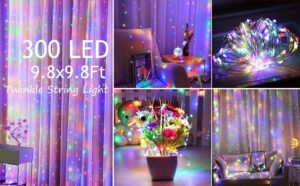 LED copper wire light curtain string lights, USB remote control, 33 with hooks, for Christmas, wedding, and bedroom decoration