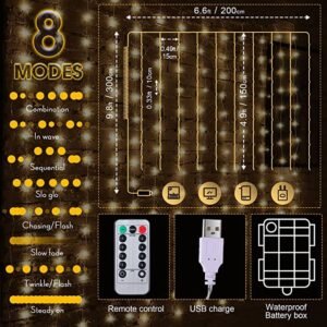 LED copper wire light curtain string lights, USB remote control, 33 with hooks, for Christmas, wedding, and bedroom decoration