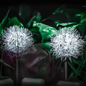 Solar-powered dandelion ground-inserted lights, LED wire ball garden lawn lights, outdoor courtyard reed lights, exclusively for cross-border supply.