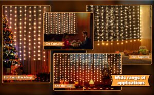 LED copper wire light curtain string lights, USB remote control, 33 with hooks, for Christmas, wedding, and bedroom decoration