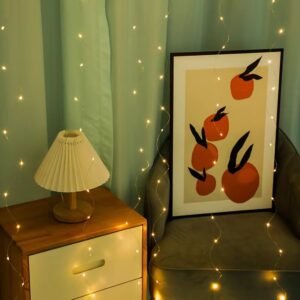 LED copper wire light curtain string lights, USB remote control, 33 with hooks, for Christmas, wedding, and bedroom decoration