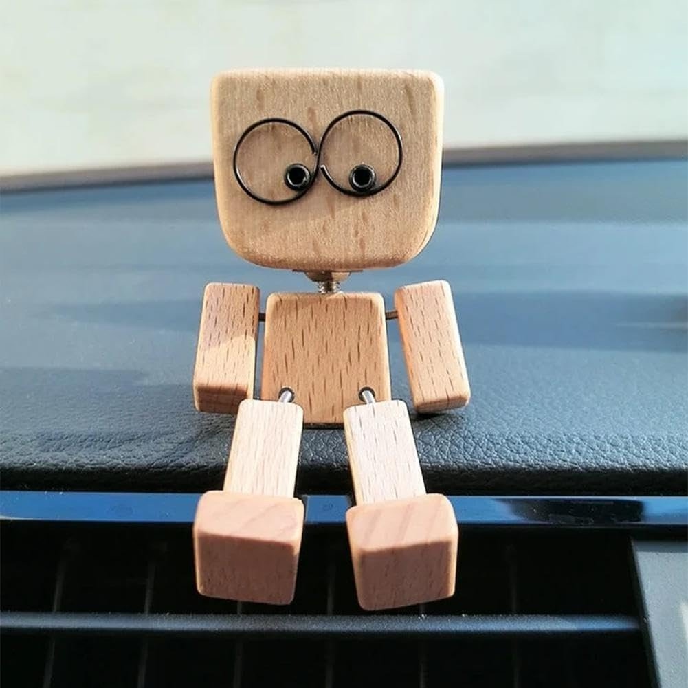 Adorable Shaking Feet Wooden Doll with 12 Magnetic Expressions