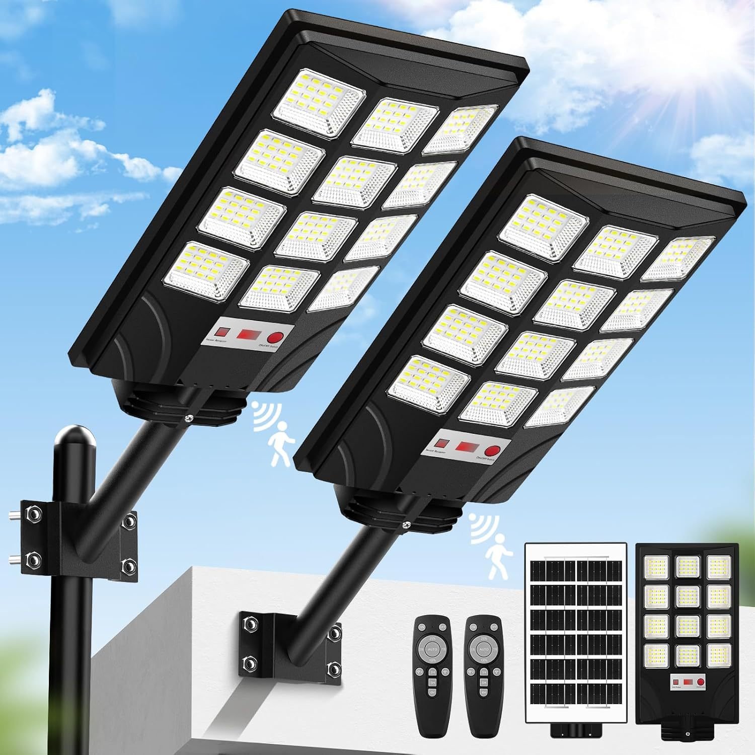 Outdoor solar integrated street light, courtyard garden waterproof human body sensor intelligent remote control lighting wall lamp