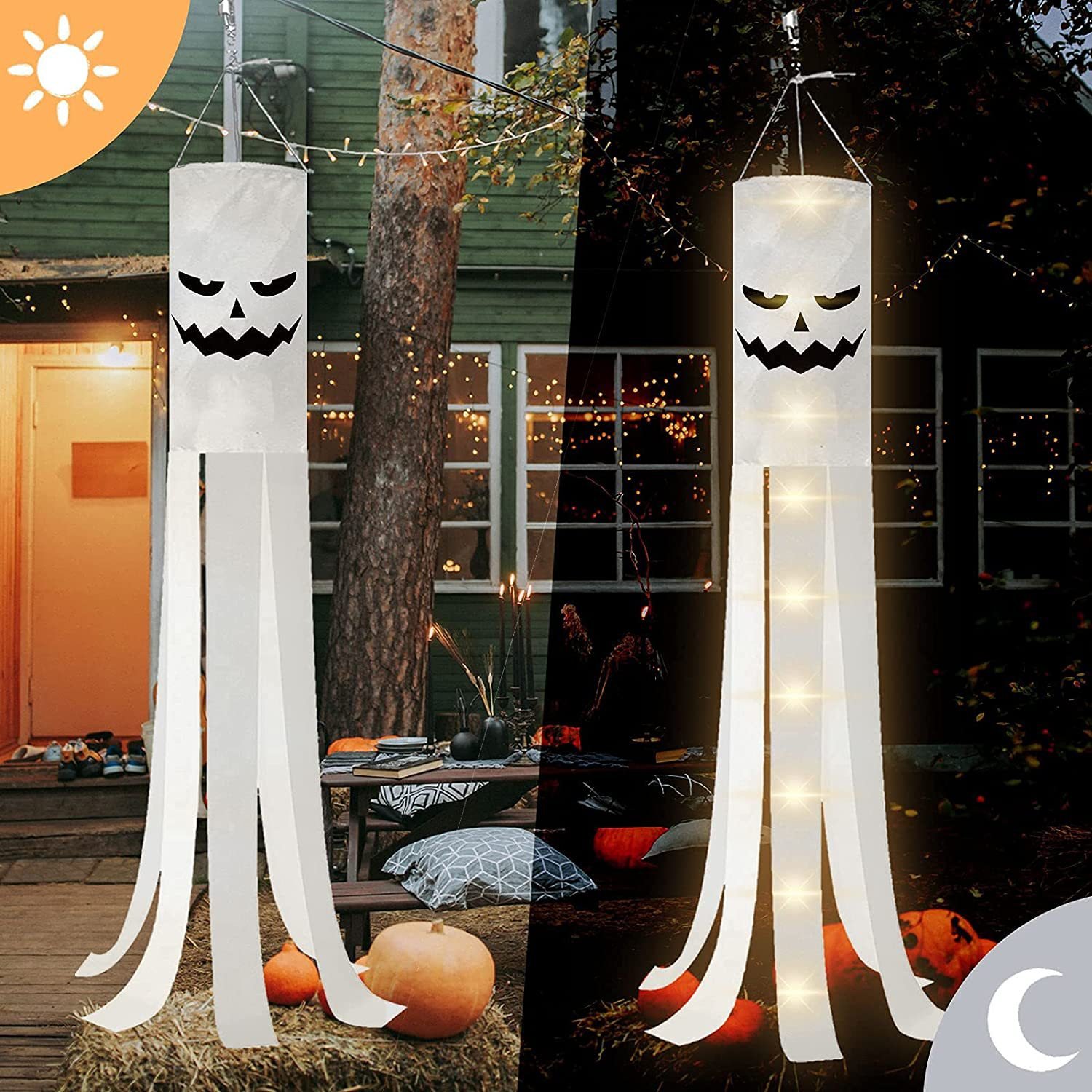 Halloween LED Ghost Windsock Decoration