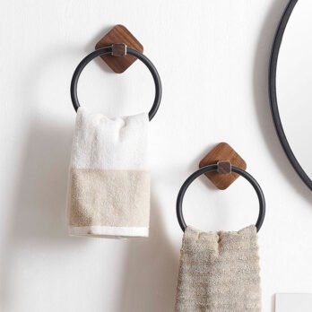 No drilling, Nail free, Adhesive - Solid Wood Bathroom Towel Ring