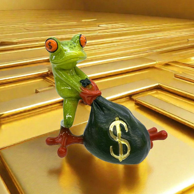 Money bag dollar frog ornament