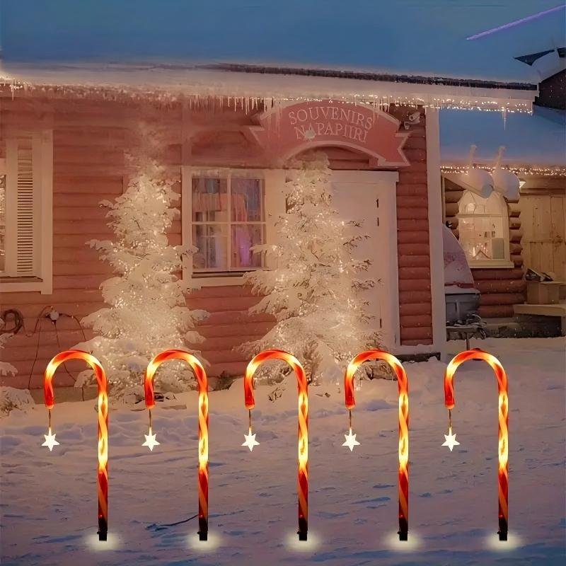 Christmas Candy Cane String Lights (Set of 5 Candy Canes)