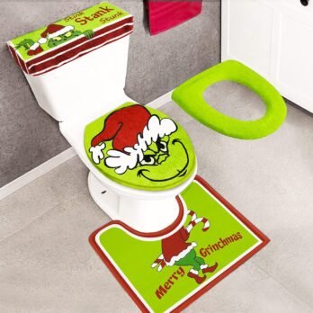 Set of 4 Naughty Christmas Toilet Seat Cover & Rug