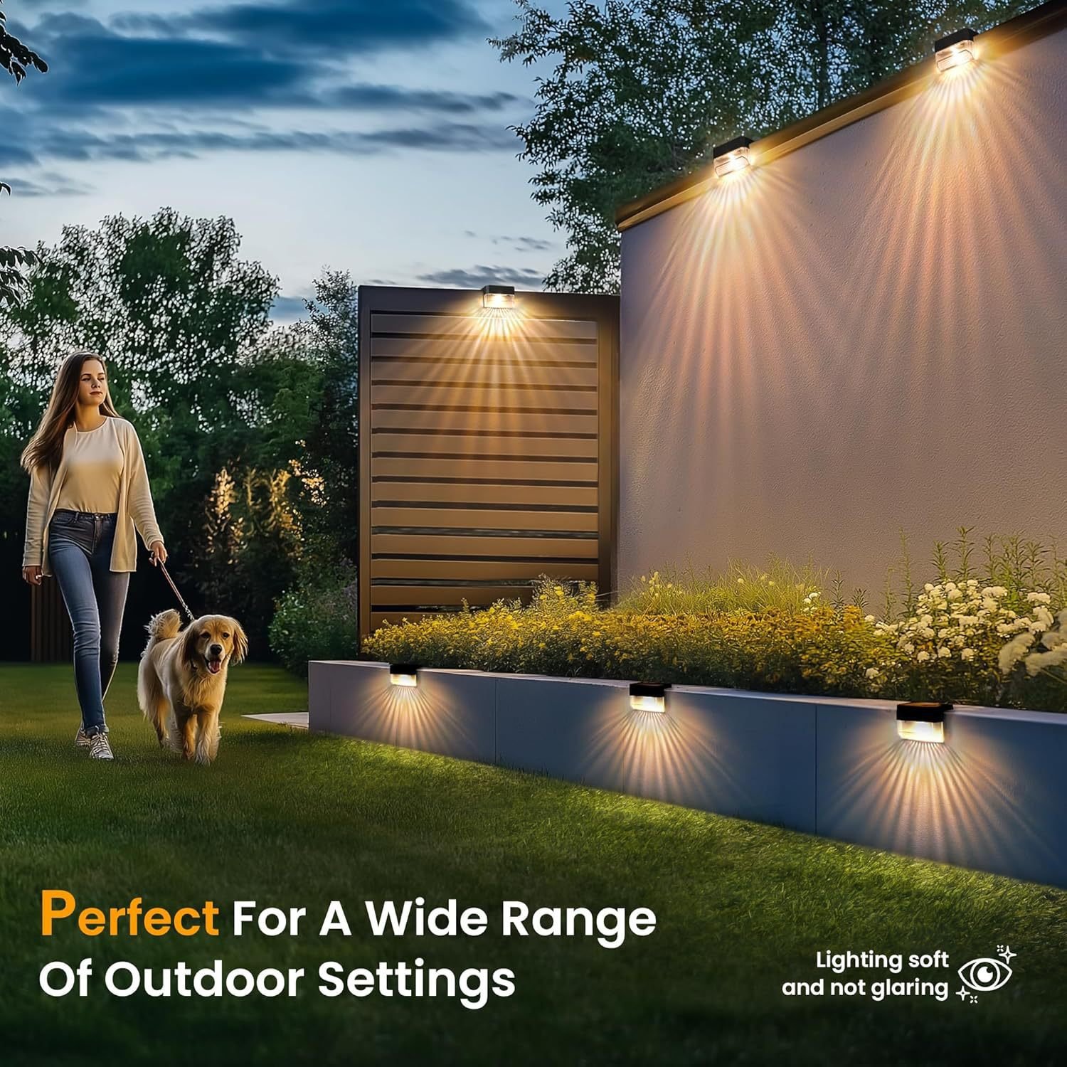 4 Pack - Dazzling Solar-Powered LED Fence Light with 2 Modes - Image 2