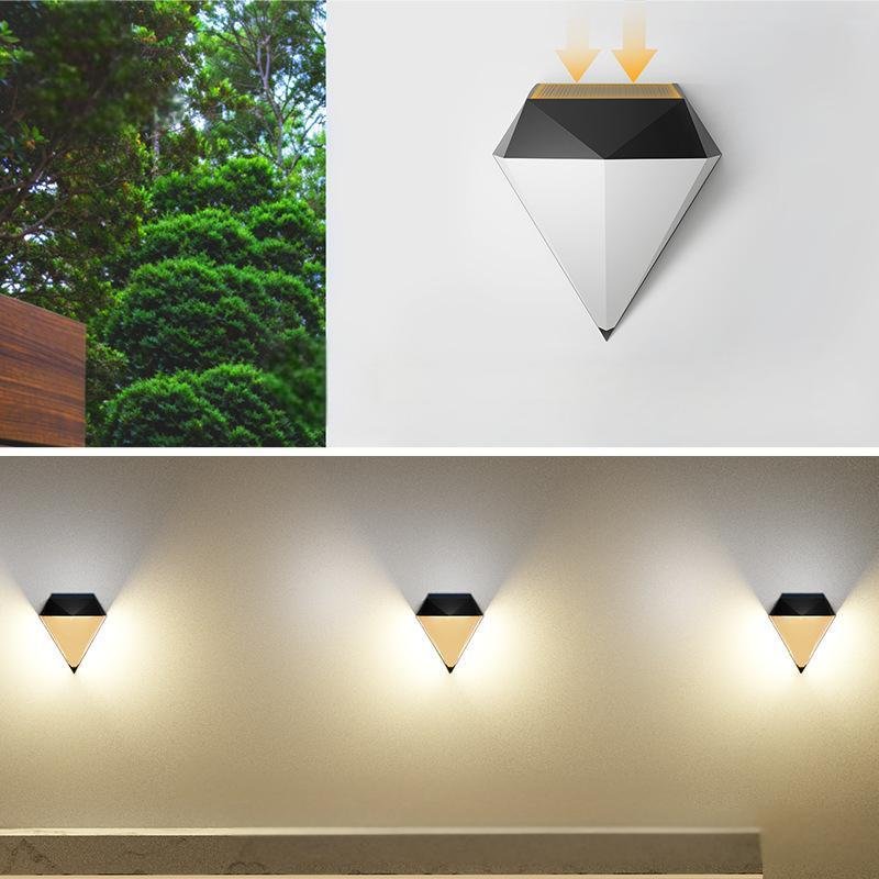 2 Pack - Solar Powered LED Diamond Wall Light - Image 2