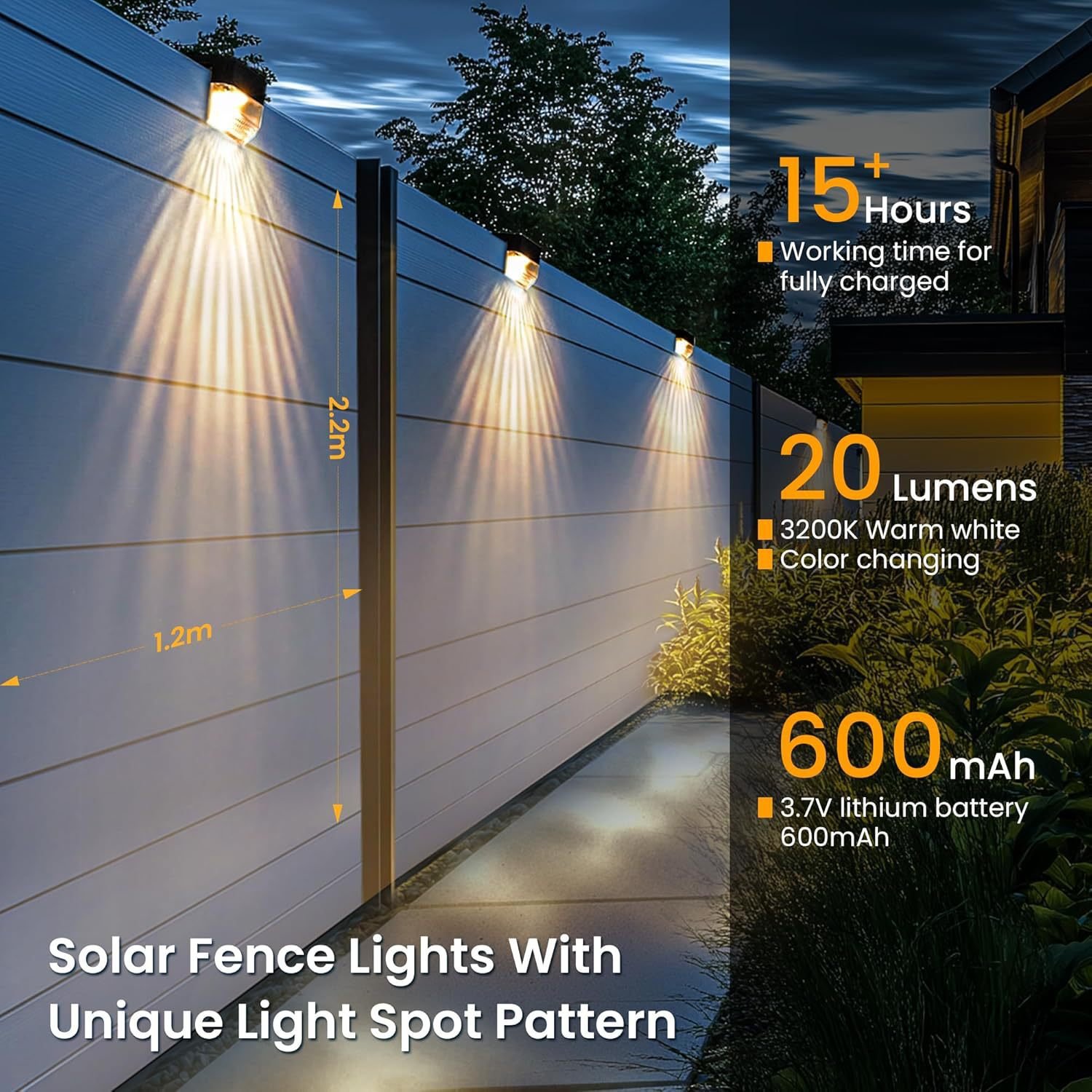 4 Pack - Dazzling Solar-Powered LED Fence Light with 2 Modes - Image 3