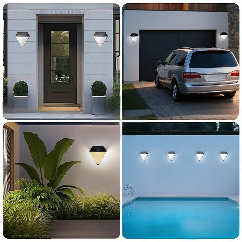 2 Pack - Solar Powered LED Diamond Wall Light - Image 3