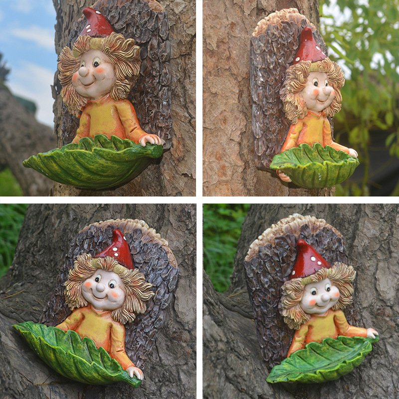 Adorable Garden Elf Tree Hugger with Bird Feeder - Image 3