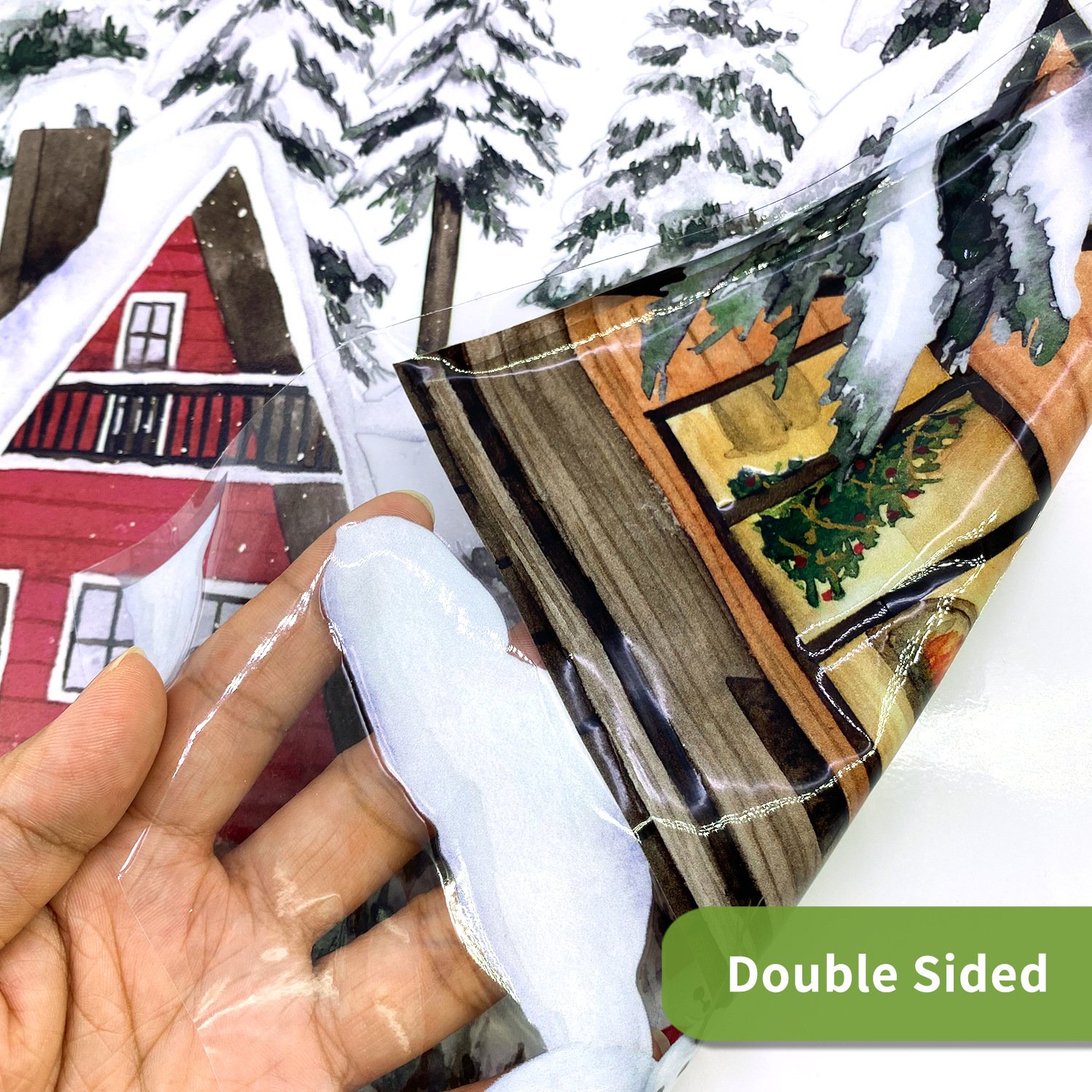 Vintage Christmas Winter Cottage Window Cling - Image 4