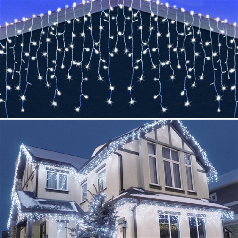 Solar-Powered LED Icicle Curtain Light - Image 4