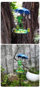 Metal Frog with Umbrella Bird Feeder