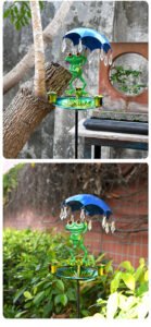 Metal Frog with Umbrella Bird Feeder